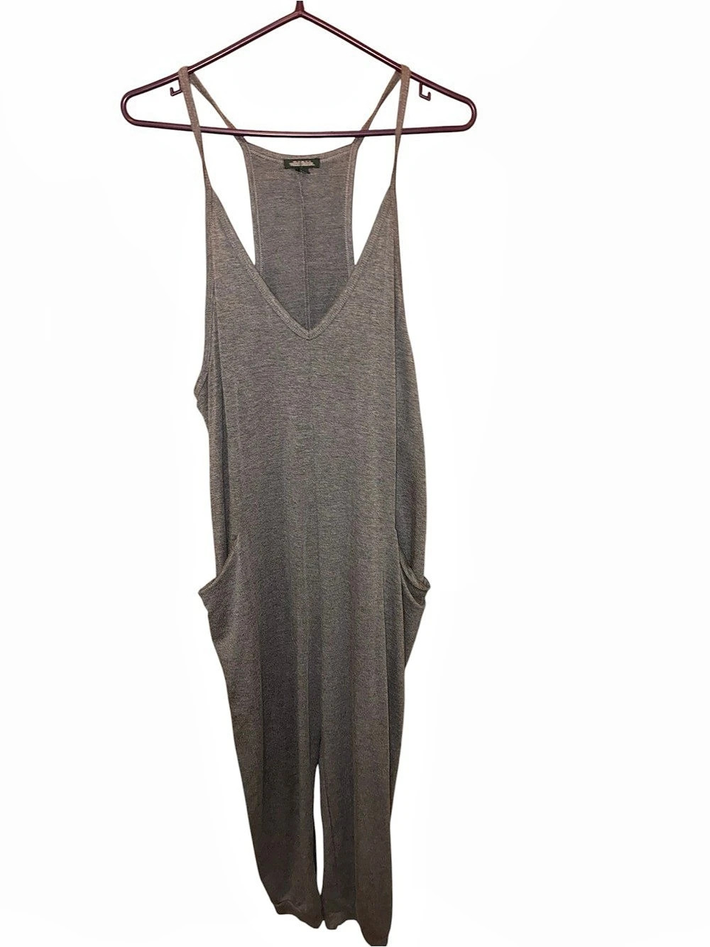 Wild Fable Racerback V-Neck Pocket Jumpsuit Gray Medium